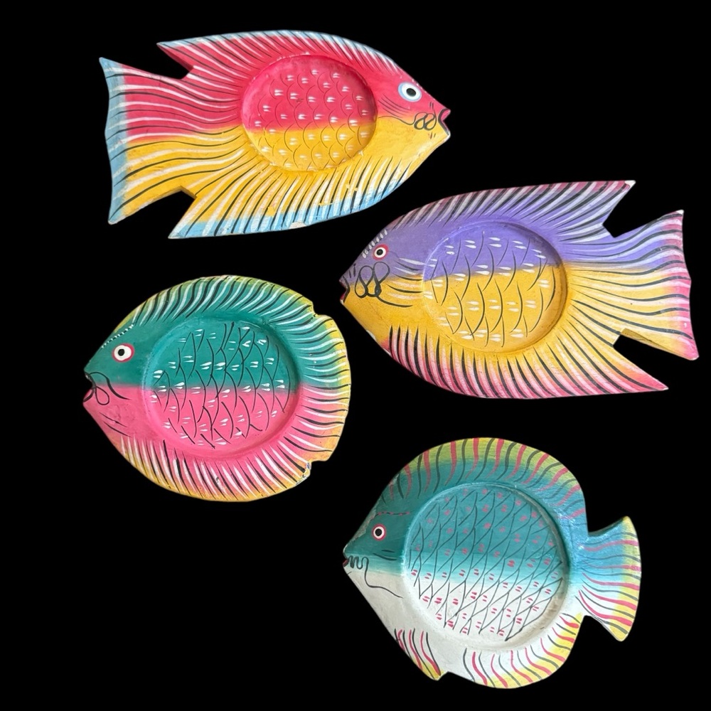 Vintage 1960’s Wooden Hand Crafted Coasters - Set of 4
